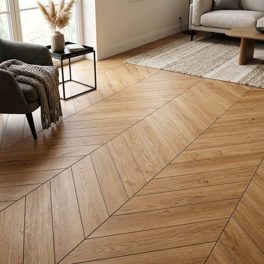 Chevron wood-look floor